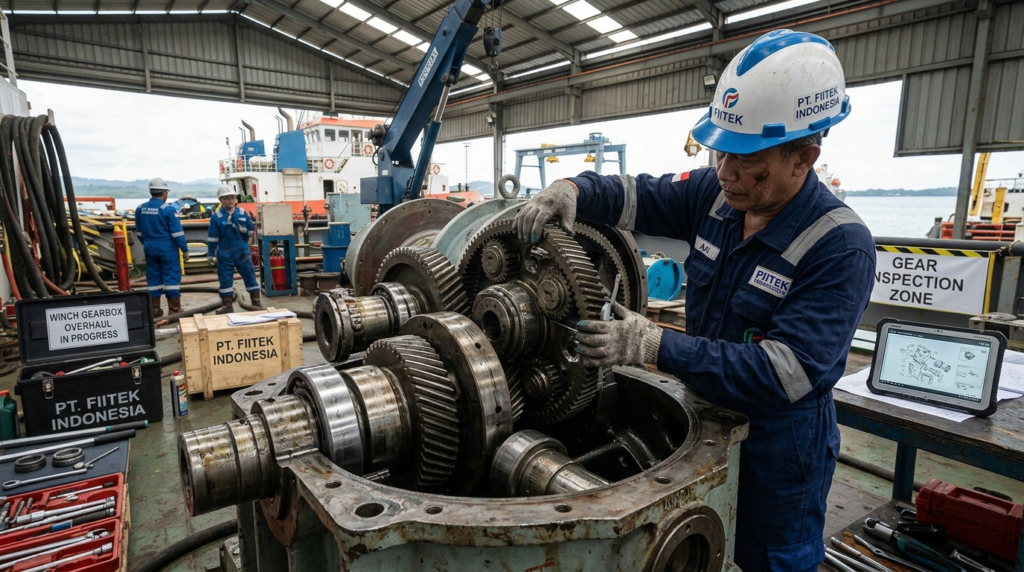 Marine winch gearbox overhaul and repair