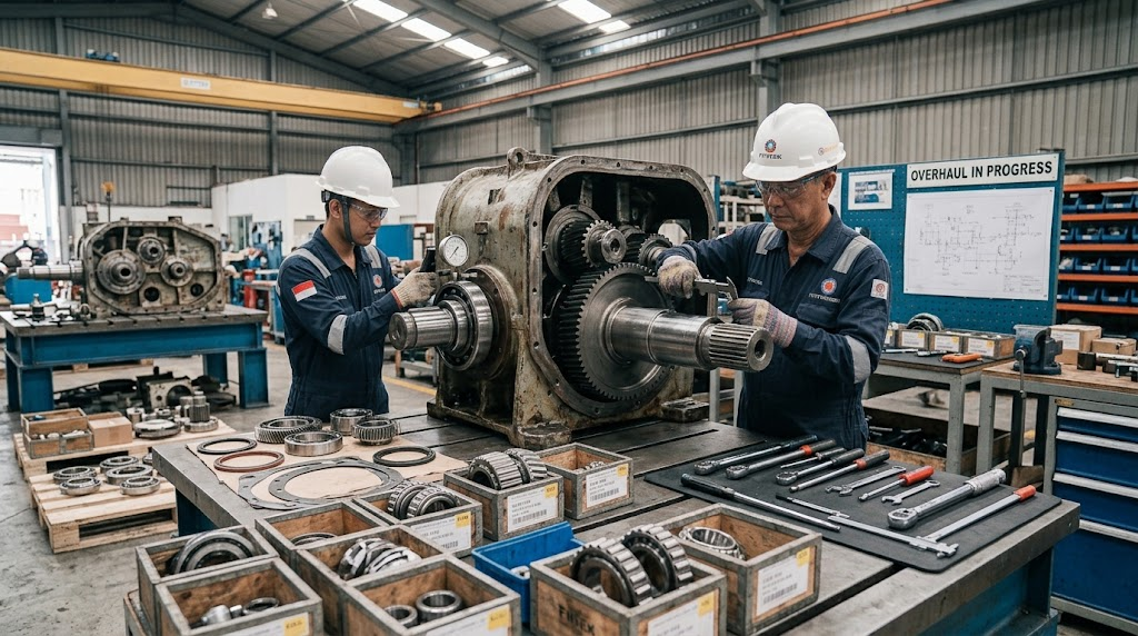 Crane Gearbox Overhaul in Workshop