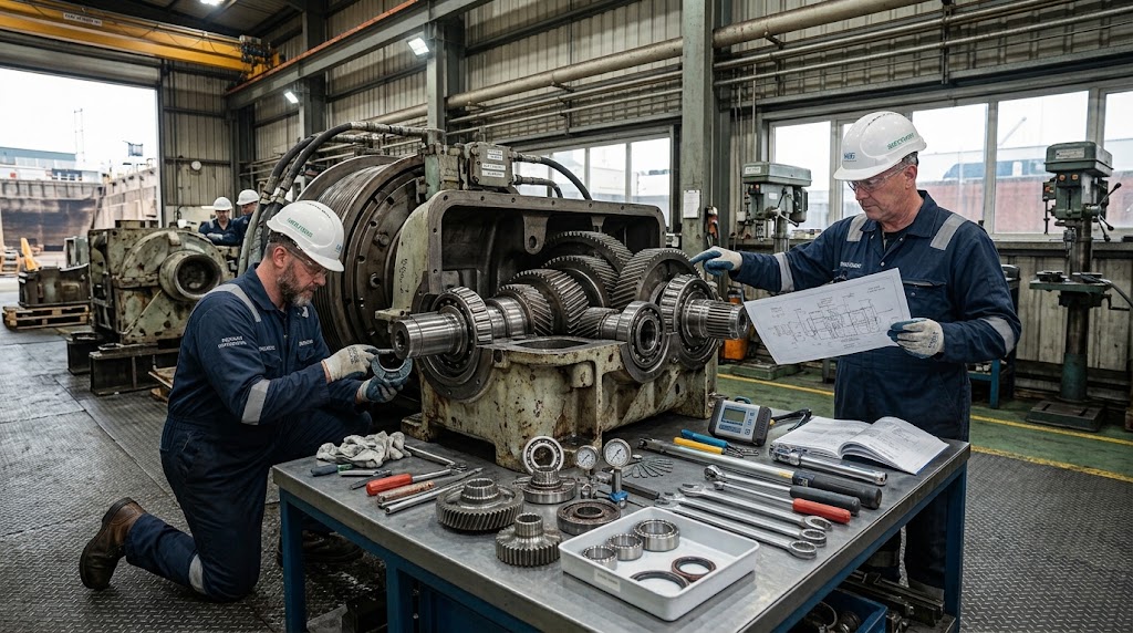 Precision inspection during Crane Gearbox Repair and maintenance