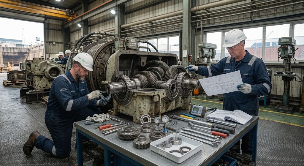 Crane Gearbox Repair service for marine and offshore crane equipment